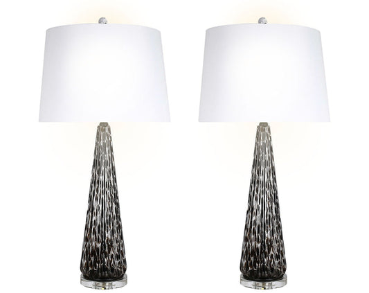 "Eclipse Radiance" Art Glass Table Lamp (Set of 2) - Black Art Glass