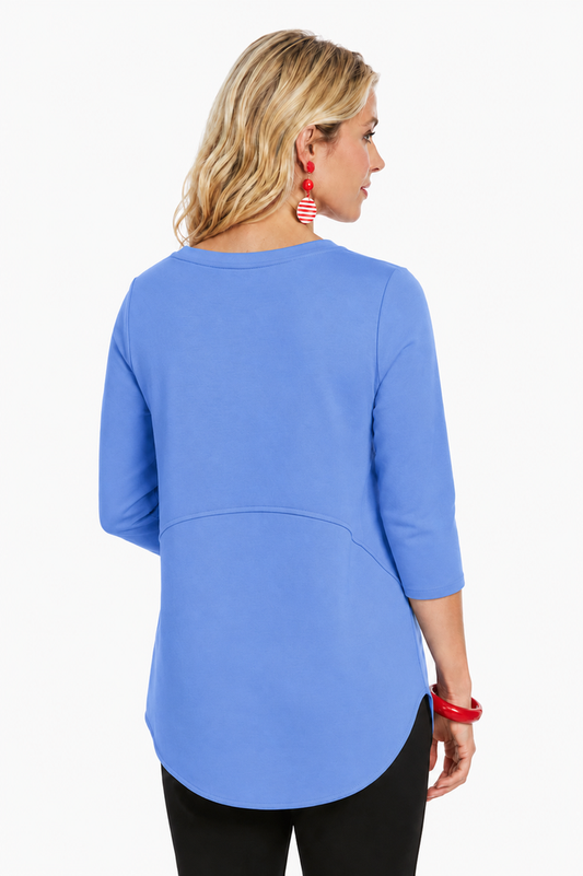 "Zofi" Soft Knit Tunic Top in Cornflower - ZOFI-CRN