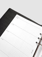 2027 Dated Weekly Horizontal Planner Inserts, Sunday Start, A5 6-Ring Punch, close-up of the top of the left page showing Sunday through Thursday with each day split into open and graph columns