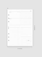 Mockup of the 2027 Dated Weekly Horizontal Planner Inserts | Sunday Start right page shown in size A5 6-Ring Punch
