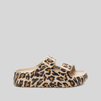 Chancla con hebillas chunky animal print beige XTI