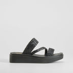 Sandalia plataforma trenzada negra NYC