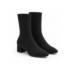 Black Rib-Knit Sock Boots