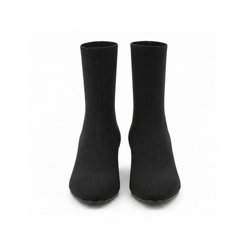 Black Rib-Knit Sock Boots