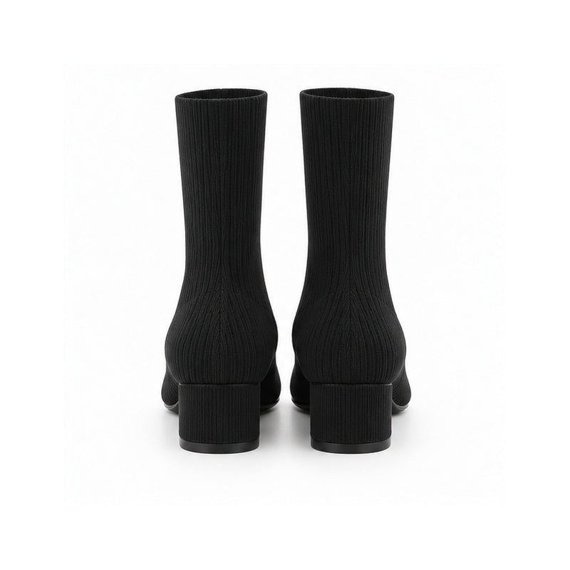 Black Rib-Knit Sock Boots