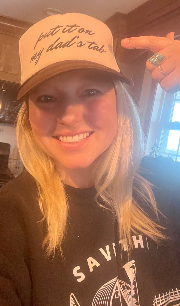 Put it on my Dads Tab trucker cap
