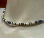 Denim Dan Blue Jean and ivory beaded necklace