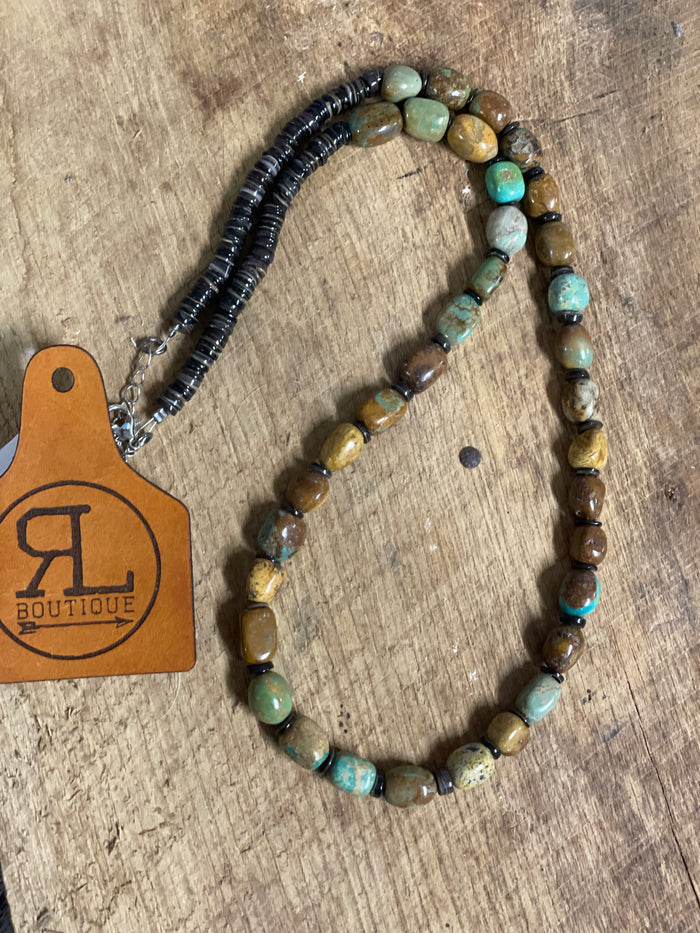 Wade Round Authentic Turquoise  and Shell Bead necklace