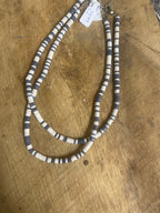 Denim Dan Blue Jean and ivory beaded necklace