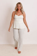 Textured Open Back Jumpsuit- Ivory Wide Leg Jumpsuit- Klesis Jumpsuit