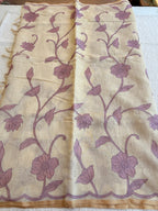 Appliqué Emb work tussar cotton saree