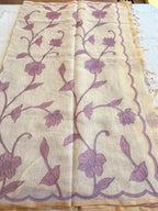 Appliqué Emb work tussar cotton saree