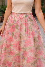 Ariane Floral Tulle Skirt Fuchsia