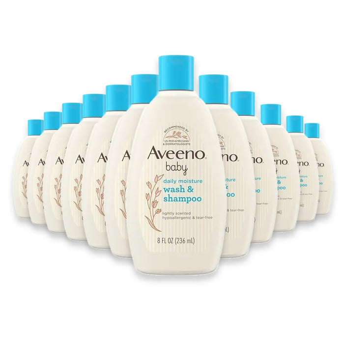 Aveeno Baby Daily Moisture Wash & Shampoo, Lightly Scented - 8 oz - 24 Pack