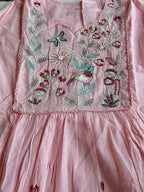 Baby pink Neck emb pure cotton suit set