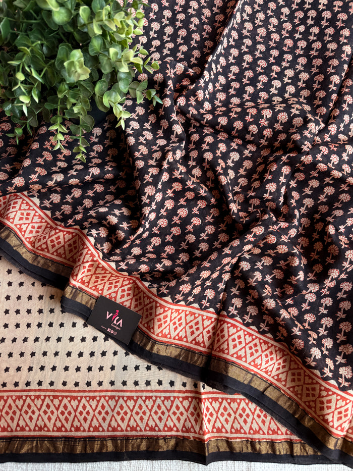Bagru printed chanderi saree
