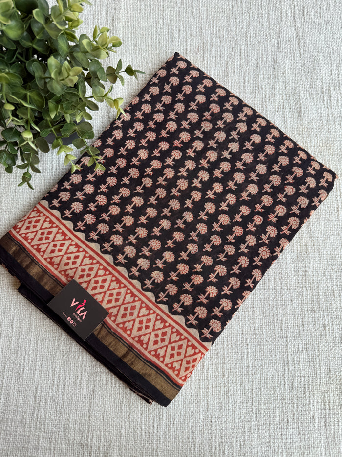 Bagru printed chanderi saree