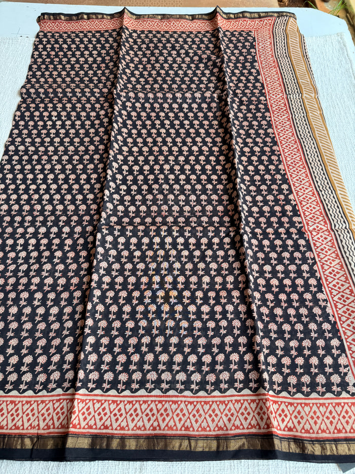 Bagru printed chanderi saree