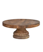 Beaded Pedestal  - Mango Wood