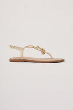 Beige Shell Pendant Flat Sandal_1