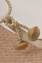 Beige Shell Pendant Flat Sandal_3