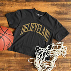 Believeland Arch - Women's Boxy Crop Crew T-Shirt