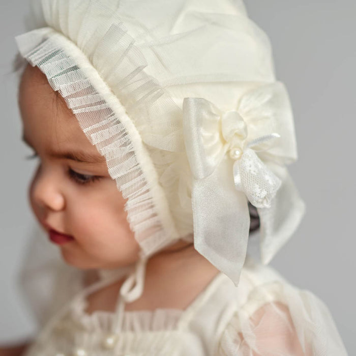 Bella Buttermilk Tulle Bonnet - Petite Maison Kids