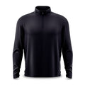 The Black - Q-Zip is a long-sleeve, black pullover featuring a mock neck and quarter-zip closure. Made from smooth, moisture-wicking fabric with an athletic fit. Shown against a plain white background.