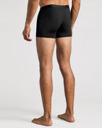 Black Boxer Trunks W/ Fly 12-Pack, rear view showing relaxed fit.