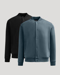 Black & Neptune Bomber Fleece Jacket 2-Pack on light gray background.
