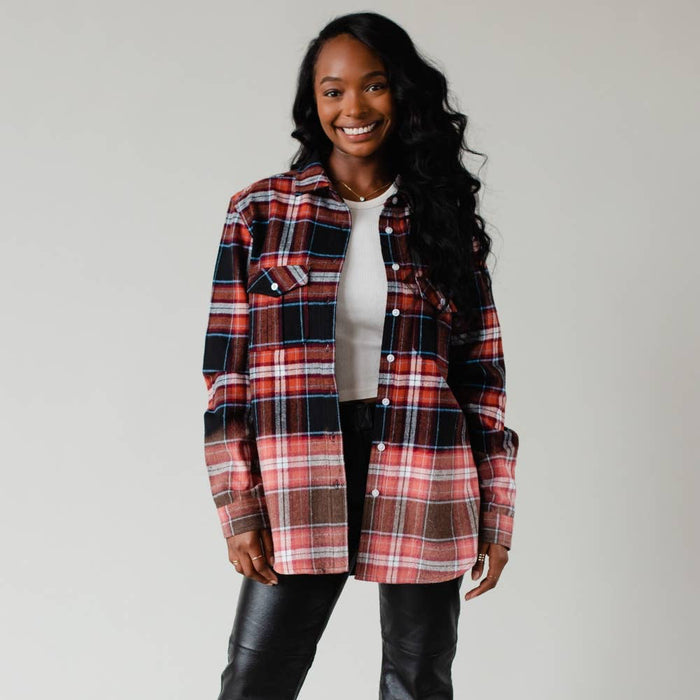 Black, Rust & Blue Plaid Flannel