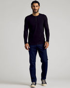 Man wearing Black Tall Classic Long Sleeve Henley, showcasing fit and style.
