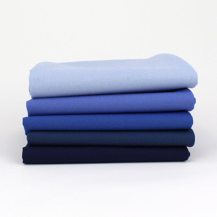 Blue Cyan 5 Kona Cotton Fat Quarter Bundle - Sewfinity.com