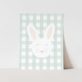 {Blue Gingham} Bunny Art Print