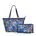 Blue Shoulder tote bag with Wristlet Wallet Combo for women