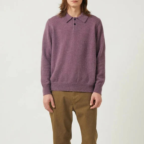 Brushed Alpaca Polo in Plum