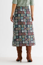 Buffy 70's Patch Jacquard Midi Skirt - Bascora