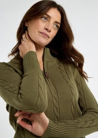 Burtonpoint Women’s zip neck sweater - Dusky Green
