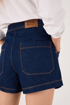 Button-Front Denim Skort
