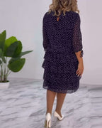 Camille - Robe à Pois Superposée Festive