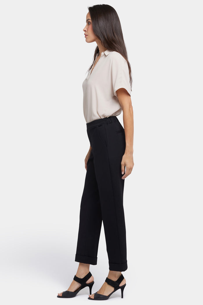 Cassidy Ankle Pull-On Trouser Pants In Petite - Black