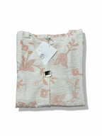 Kurti Connection USA white chiffon short kurti with delicate peach floral embroidery and a decorative front button.