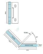 Chrome 135 Degrees glass to glass hinge Frameless shower screen hinge - Image 2