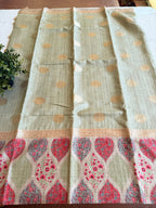 Coin bhutta digi border raw tussar saree
