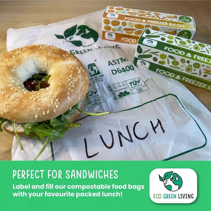 Compostable Food & Freezer Bags - 2L & 4 Litre Eco green Living &Keep