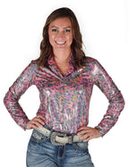 Cowgirl Tuff Pink Leopard Foil Pullover Shirt