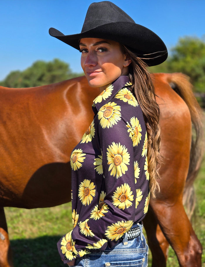 Cowgirl Tuff Sunflowers Pullover Shirt