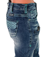 Cowgirl Tuff Turquoise Bootstitch Jeans