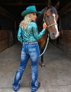 Cowgirl Tuff Turquoise Bootstitch Jeans