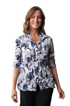Crimped Crepe Floral Casey Tunic Shirt - 116385 - Size M Only!